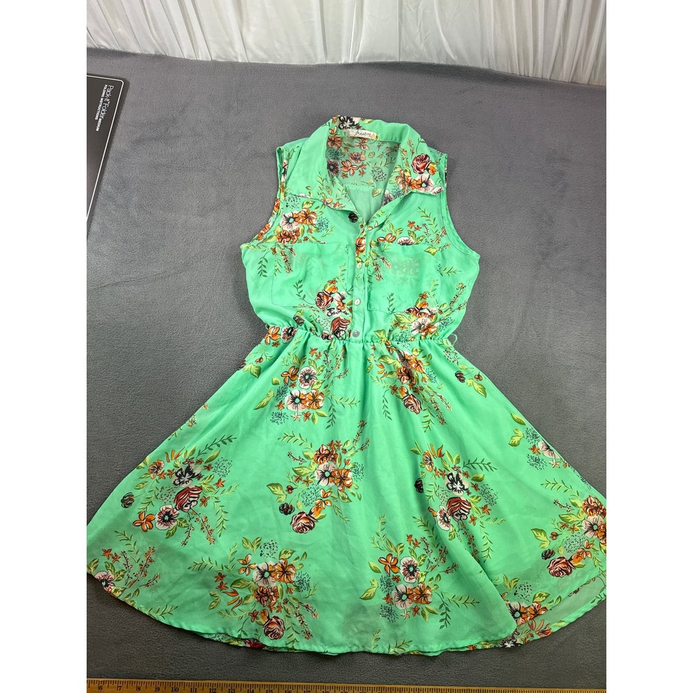 Freebird Size S Green Floral Mini Dress